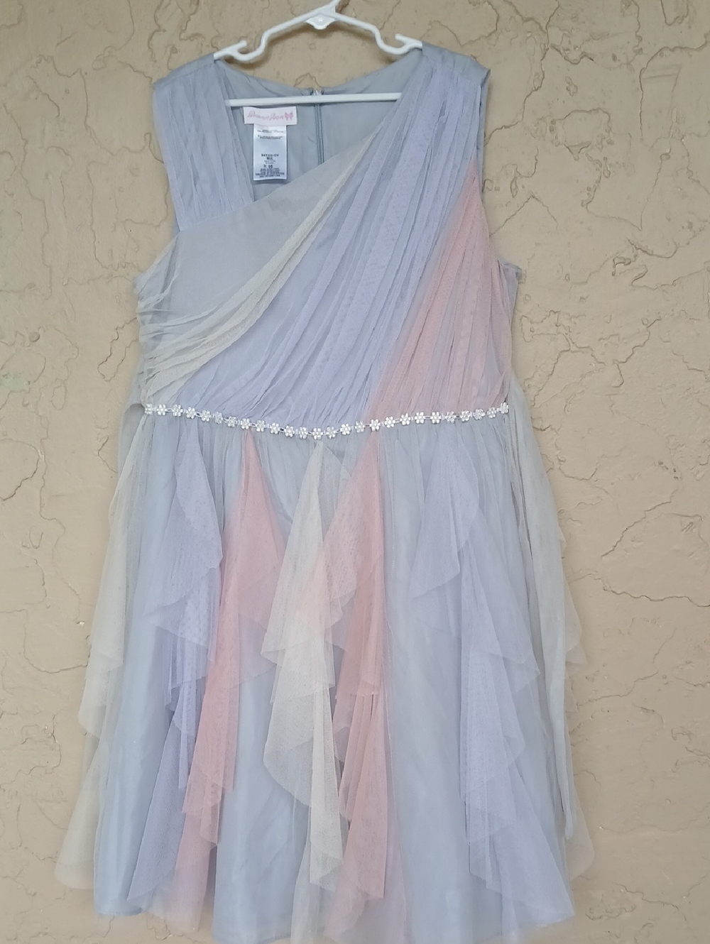 Bonnie Jean Pastel Tulle Layered Dress in Light Blue & Pink